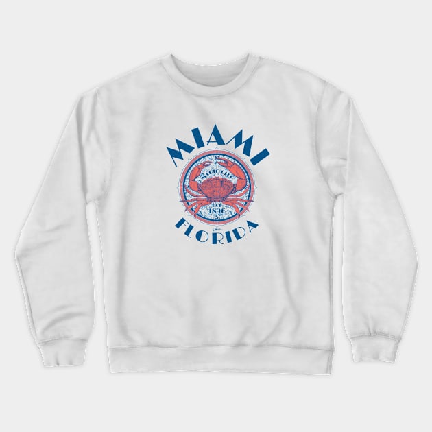 Miami, Florida, with Stone Crab on Wind Rose Crewneck Sweatshirt by jcombs